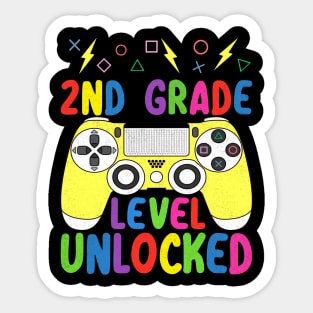 2nd Grade Level Unlocked Funny Gamer Shirt Back To School Video Gamer Sticker